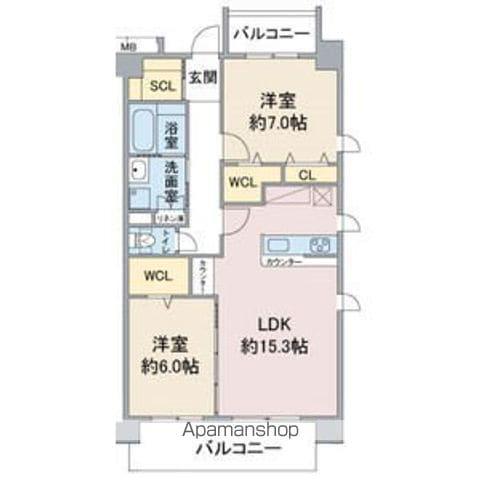 クレスト本郷(2LDK/5階)の間取り写真