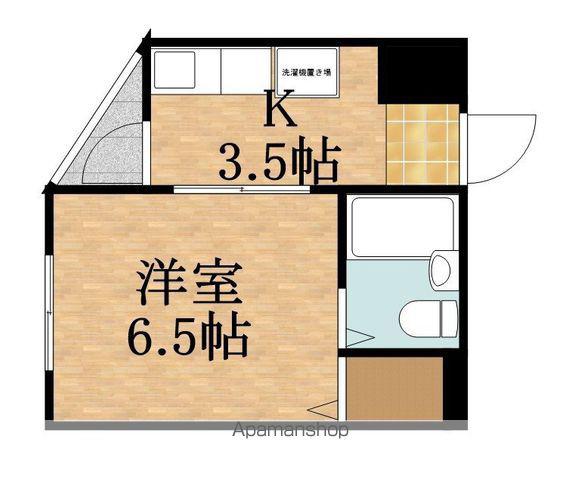 第二松山ハイツ(1K/4階)の間取り写真