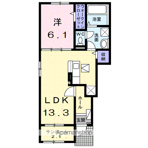 プルミエール手屋Ⅳ(1LDK/1階)の間取り写真