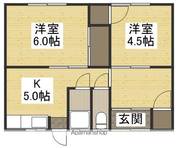 山陽本線 新倉敷駅 徒歩28分 1階建 築57年(2K)の間取り写真