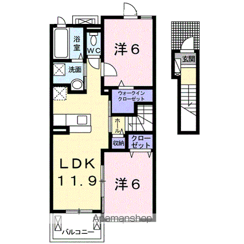 ソラティオ・ファウスト Ⅱ(2LDK/2階)の間取り写真