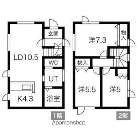 函館本線 発寒中央駅 徒歩12分 2階建 築8年(3LDK)の間取り写真