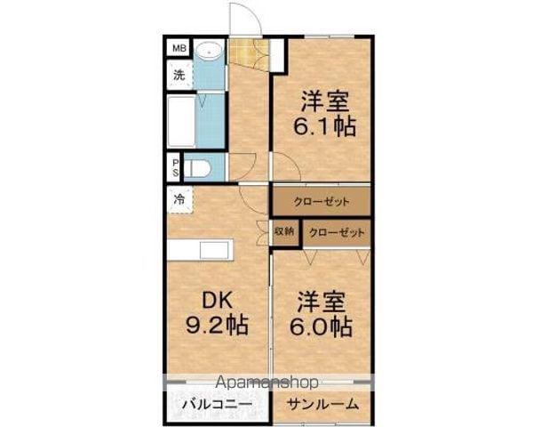 COPAIN(2DK/3階)の間取り写真