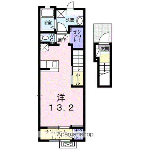 サクシード(ワンルーム/2階)の間取り写真