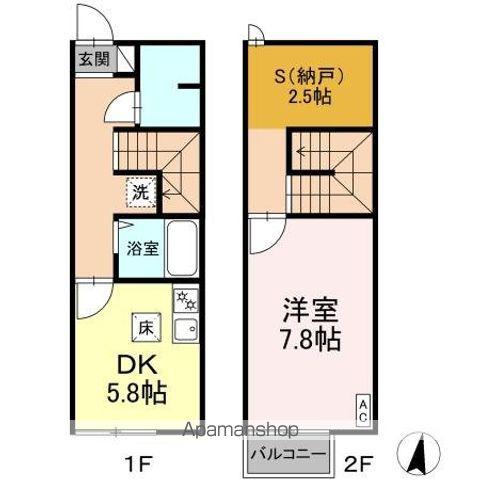 ほたるの里槇E棟(1DK/1階)の間取り写真