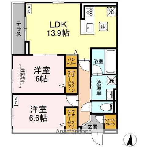 D PAINA 子母口 II(2LDK/1階)の間取り写真