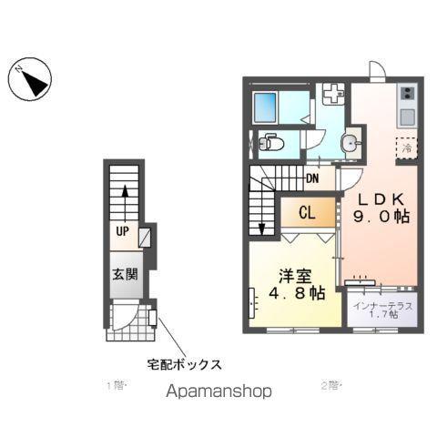 鵜沼東町U様アパート(1LDK/2階)の間取り写真