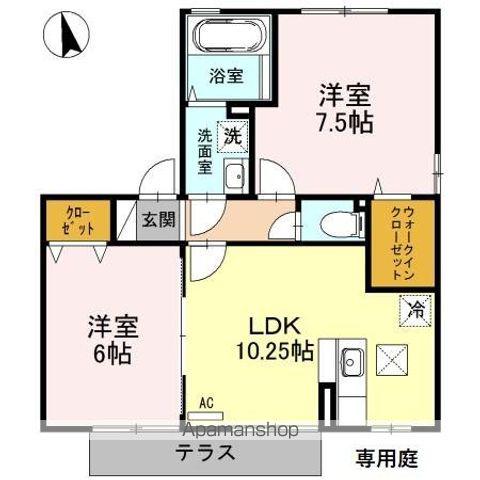 ウィルモア桜町(2LDK/1階)の間取り写真