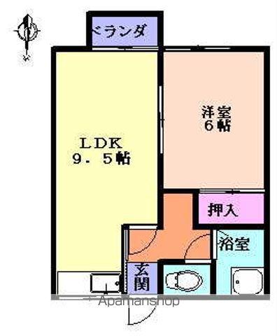 アベコーポ萩(1LDK/2階)の間取り写真