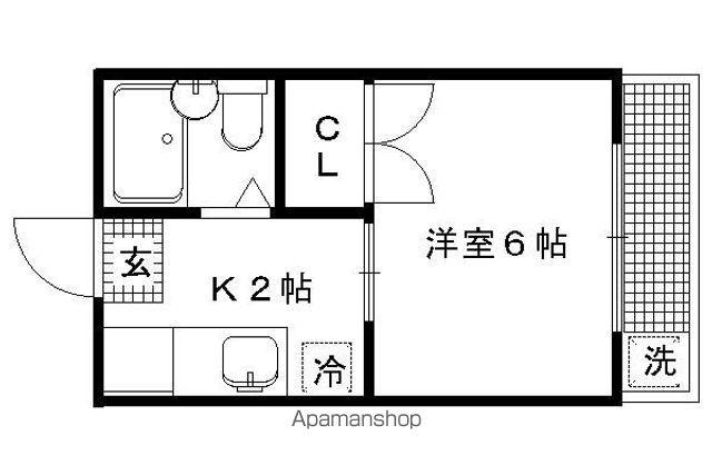 二軒茶屋マンション(1K/3階)の間取り写真
