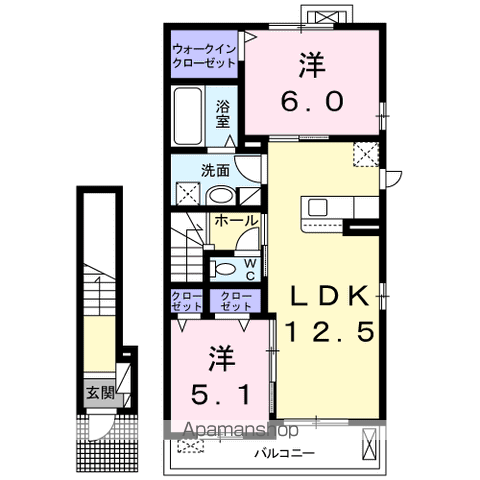 プラシードD(2LDK/2階)の間取り写真
