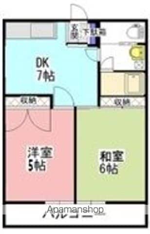 ハイツプラムA棟(2DK/1階)の間取り写真