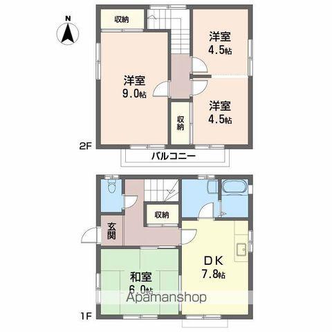 愛媛県松山市 2階建 築33年(4DK)の間取り写真