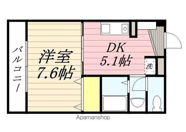 ルミエールⅡ(1DK/2階)の間取り写真