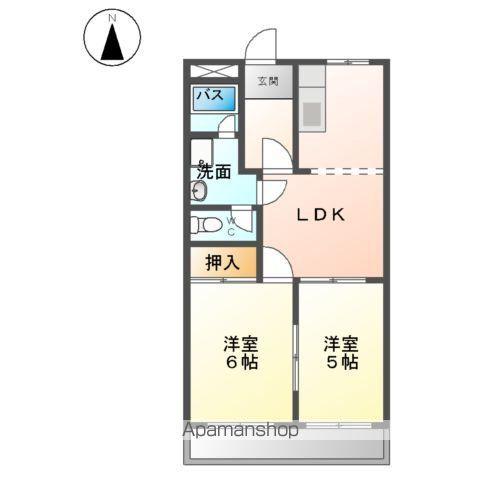 メモリアルコーポⅡ(2LDK/1階)の間取り写真