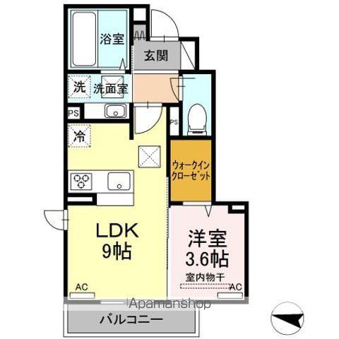 グランフォレMⅠ(1LDK/1階)の間取り写真