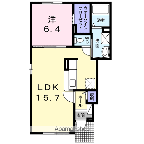 フローラ(1LDK/1階)の間取り写真