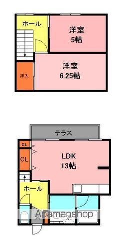 川辺アパート(2LDK/1階)の間取り写真