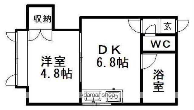 アーバンコート東札幌ⅢA(1DK/2階)の間取り写真