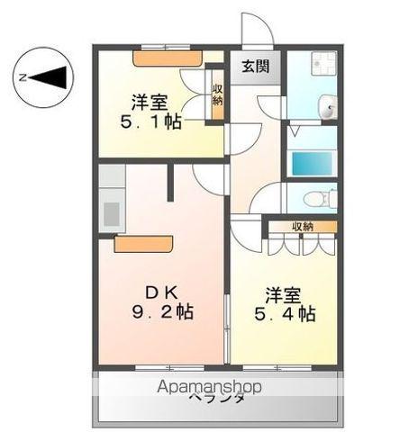 イーストリバー3(2DK/1階)の間取り写真