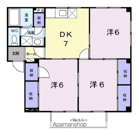 エステ-トイデハラB(3DK/1階)の間取り写真