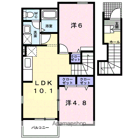 サンパティークⅡ(2LDK/2階)の間取り写真