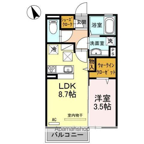 オリーヴァ東櫛原A棟(1LDK/1階)の間取り写真