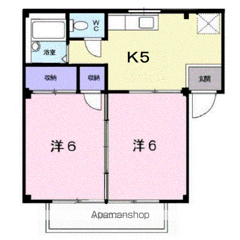 シティハイツ旭A(2DK/2階)の間取り写真