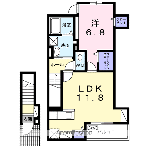 レイクパーク(1LDK/2階)の間取り写真