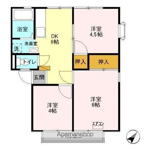 花畑ロイヤルパークAB(3DK/1階)の間取り写真