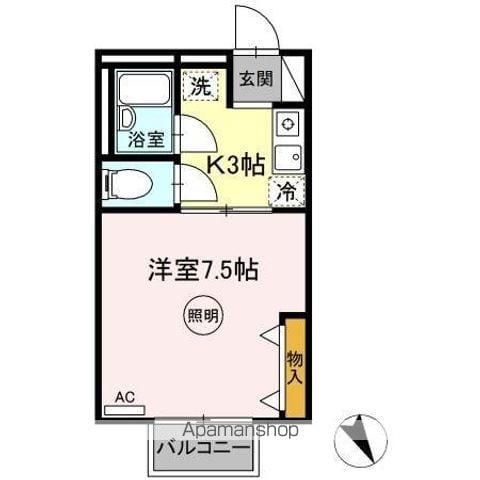 シャトル西春日A・B棟(1K/2階)の間取り写真