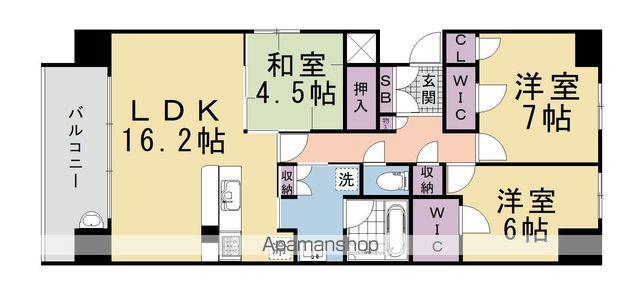 京都桂川つむぎの街 グランスクエア(3LDK/7階)の間取り写真
