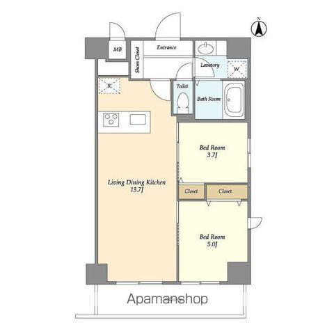 グランカーサ南千住(2LDK/6階)の間取り写真