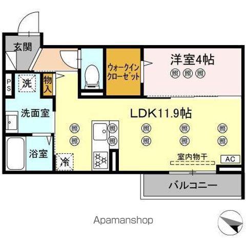 サンガーデン新山口 A(1LDK/1階)の間取り写真