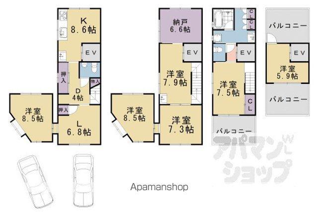 京阪電気鉄道京津線 四宮駅 徒歩8分 4階建 築20年(7SLDK)の間取り写真