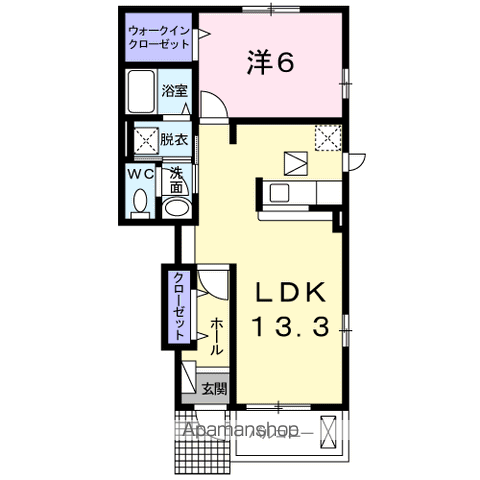 H・CANTIK Ⅵ(1LDK/1階)の間取り写真