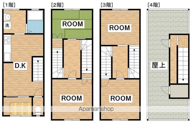 大阪環状線 鶴橋駅 徒歩7分 3階建 築57年(4DK)の間取り写真