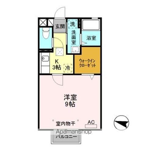 グランメールY A/B(1K/1階)の間取り写真