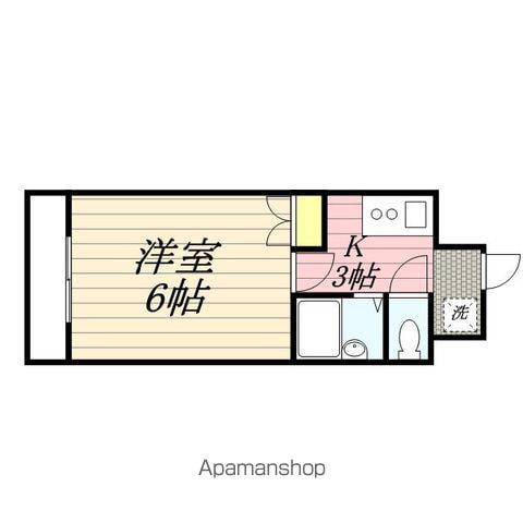 サンスカイ北天神(1K/2階)の間取り写真