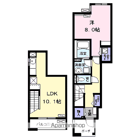 E STAGE Ⅱ(1LDK/1階)の間取り写真