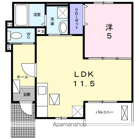 プラシードⅤ(1LDK/1階)の間取り写真