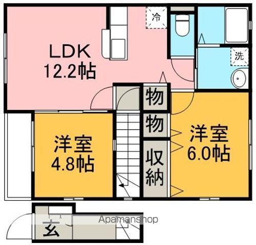 コンフォートレボヌールⅡ(2LDK/2階)の間取り写真