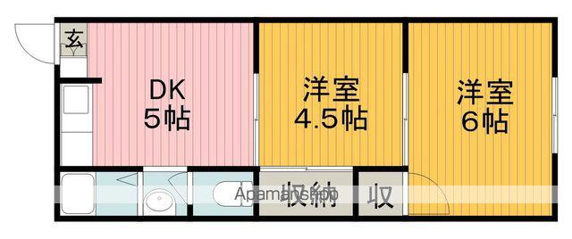 高橋文化(2DK/1階)の間取り写真