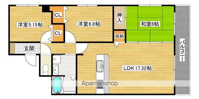 ベルモード三国ヶ丘(3LDK/6階)の間取り写真