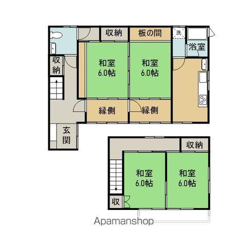 田沢湖線 雫石駅 徒歩8分 2階建 築38年(4K)の間取り写真