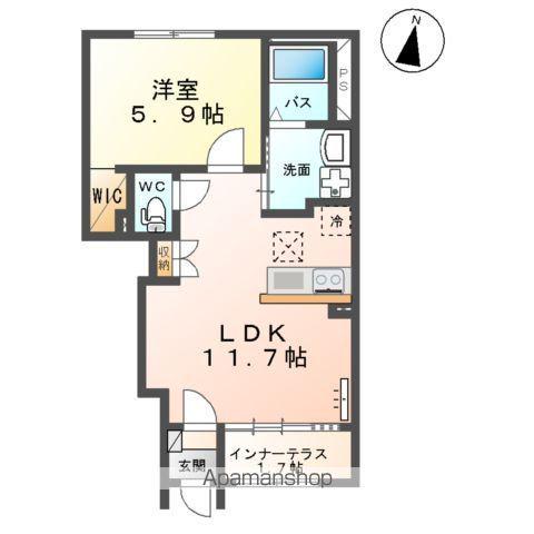 リバレイン南川(1LDK/1階)の間取り写真