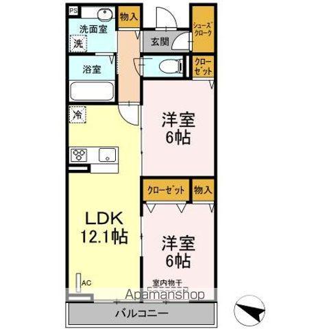 ゼフィール(2LDK/2階)の間取り写真