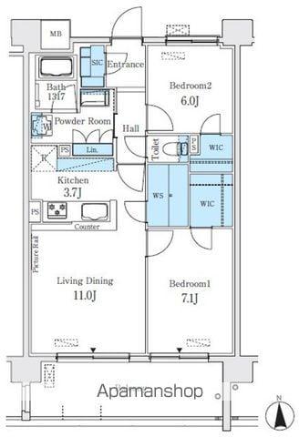 ベルヴュコート名古屋則武(2SLDK/7階)の間取り写真