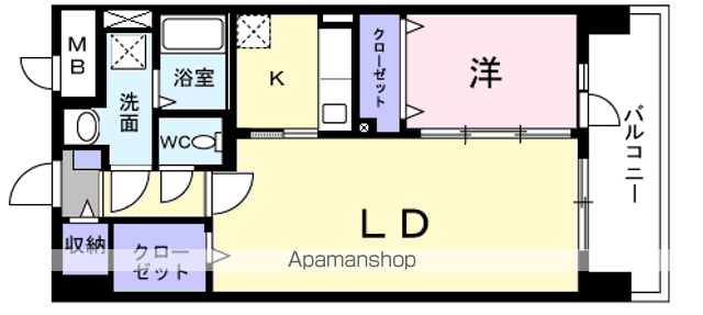 アベニール国立(1LDK/4階)の間取り写真