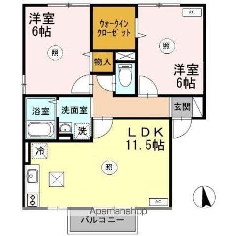 コーポラスITOⅢB棟(2LDK/1階)の間取り写真